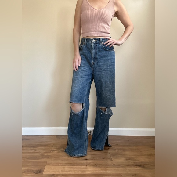 MOUSSY Wide Leg Distressed Jeans - Picture 2 of 8